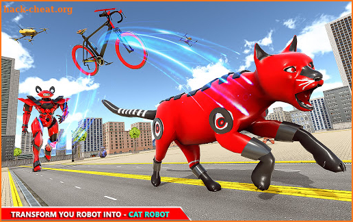 Cat Robot Car Game - Crocodile Robot Bicycle Games screenshot