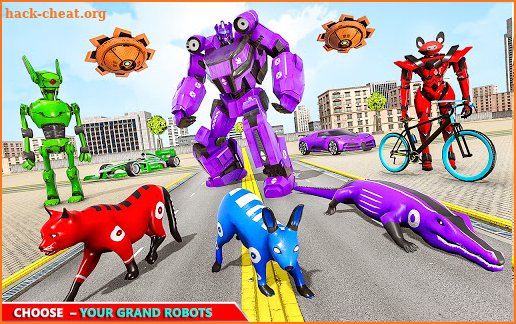 Cat Robot Car Game - Crocodile Robot Bicycle Games screenshot