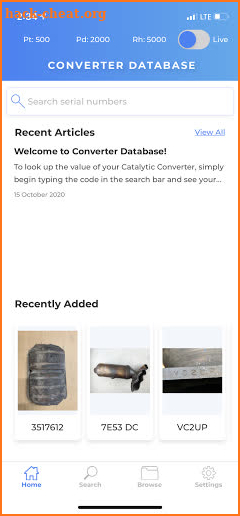 Catalytic Converter Database screenshot