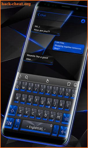 Catchy Lustrous Blue Black Keyboard screenshot