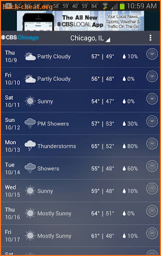 CBS Chicago Weather screenshot