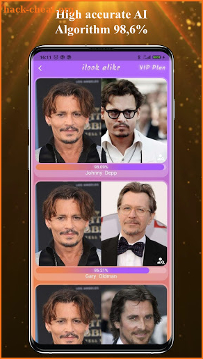 Celebrity look alike. Star by face. Famous Celebs screenshot