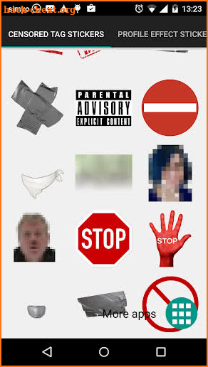Censored tags stickers screenshot
