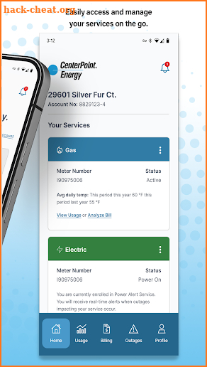 CenterPoint Energy My Account screenshot