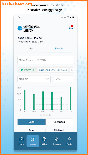 CenterPoint Energy My Account screenshot