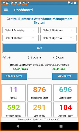 Central Biometric Attendance Management System screenshot