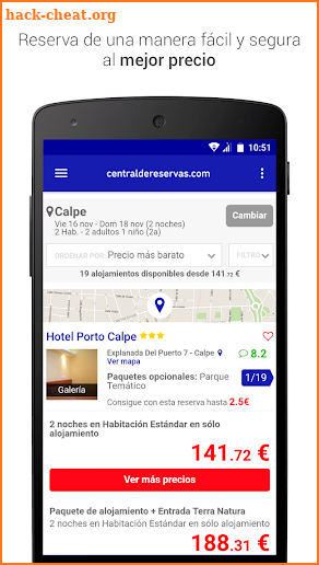 Centraldereservas.com, reserva hotel y apartamento screenshot