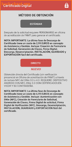 Certificado digital directo con DNI o verificación screenshot
