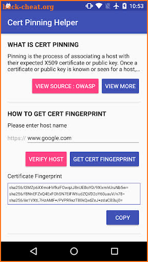 Certificate Pinning Helper screenshot