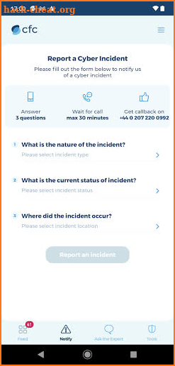 CFC Cyber Incident Response screenshot