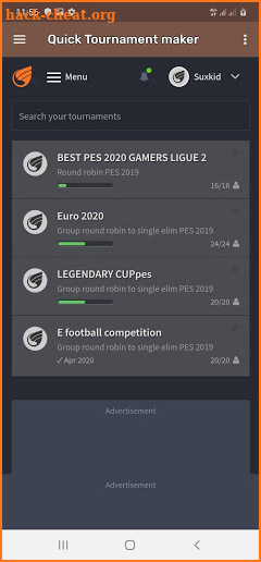 Challonge:tournament maker screenshot