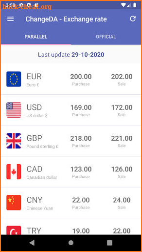 ChangeDA - The exchange rate o screenshot