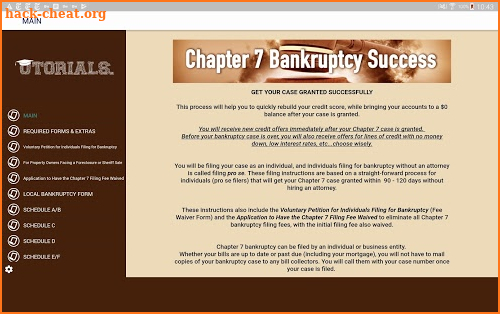 Chapter 7 Bankruptcy Success screenshot