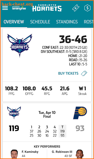Charlotte Hornets screenshot