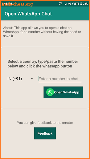 Chat on WhatsApp without Saving a Number : OWC screenshot
