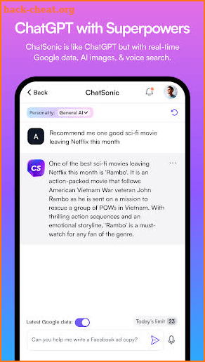 ChatSonic: Super ChatGPT App screenshot
