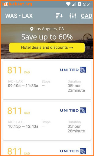 Cheap bargain flights screenshot