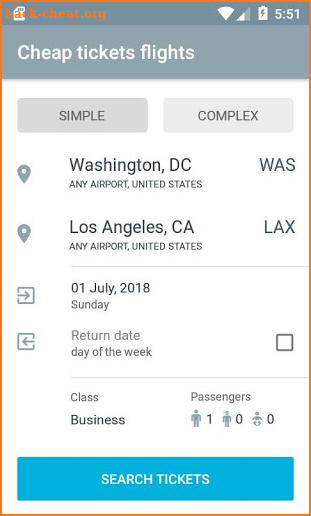 Cheap discount airline tickets screenshot