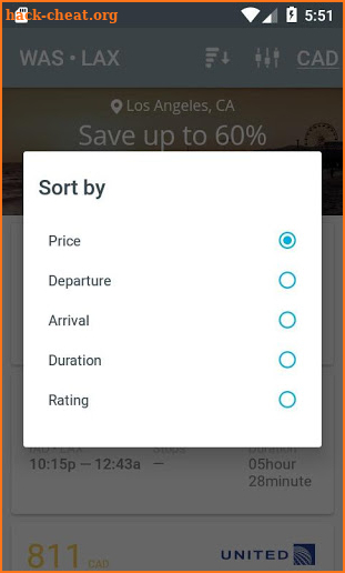 Cheap discount airline tickets screenshot