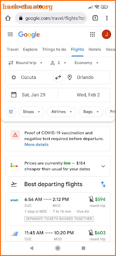 Cheap Flights by Google screenshot