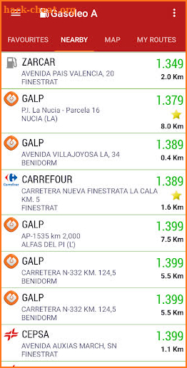 Cheap petrol stations screenshot