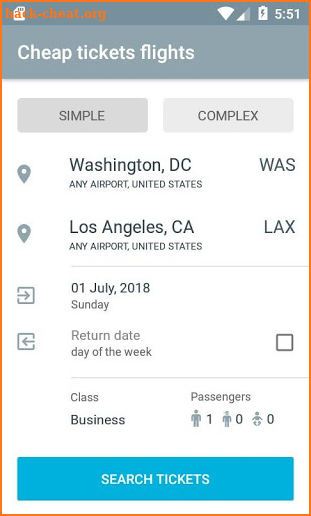 Cheapoair tickets screenshot