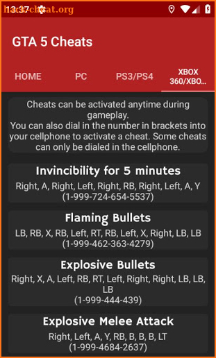 Cheat Codes for GTA 5 screenshot