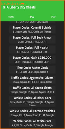 Cheat Codes for Liberty City Stories screenshot