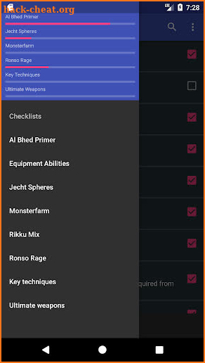 Checklist for FFX screenshot