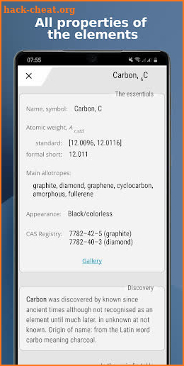 Chemistry B.R. - periodic table, reaction search screenshot