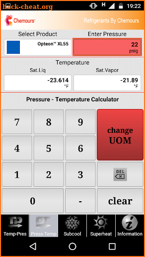 Chemours PT Calc screenshot