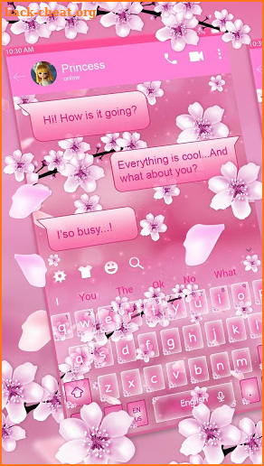Cherry Blossom SMS Keyboard Theme screenshot