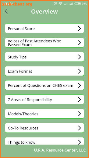 CHES Exam Study Tips screenshot