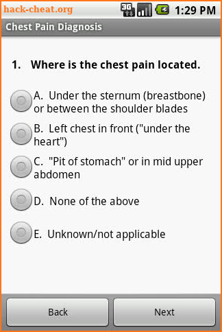 Chest Pain Self Diagnosis App screenshot