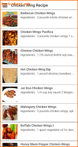 Chicken Wing Recipe screenshot