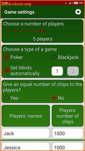 Chip counter for poker and blackjack screenshot