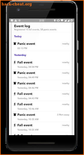 Chk-In Fall Alert screenshot