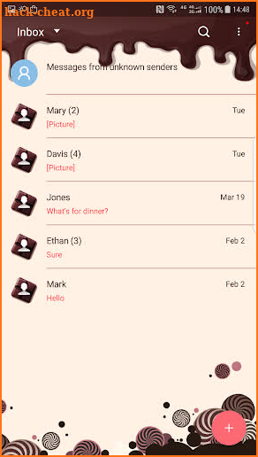 Chocolate skin for Next SMS screenshot
