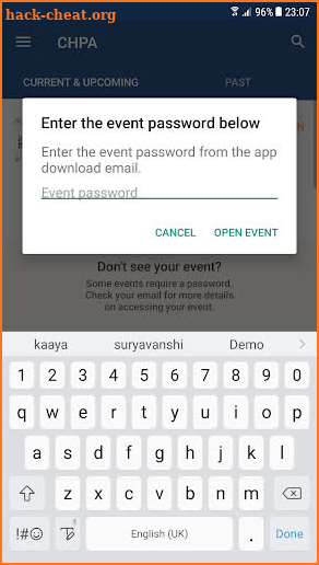 CHPA Events screenshot