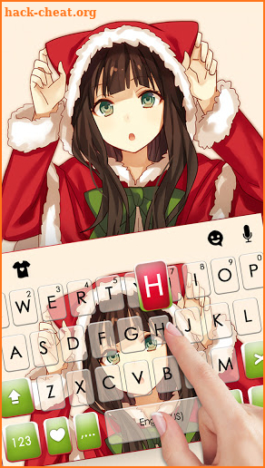 Christmas Cat Girl Keyboard Background screenshot