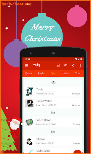 Christmas Gift List screenshot