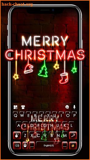 Christmas Neon Light Keyboard Background screenshot