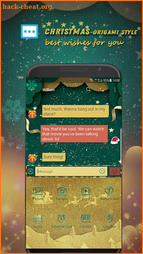Christmas origami style skin for Handcent Next SMS screenshot