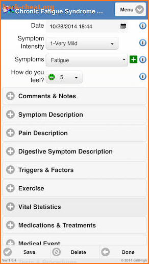 Chronic Fatigue Syndrome Diary screenshot