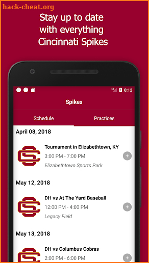 Cincinnati Spikes Events screenshot