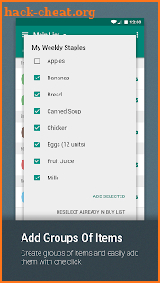 Cinnamon Grocery Shopping List screenshot