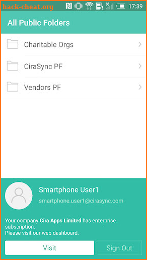 CiraSync Public Folder App for Office 365 screenshot
