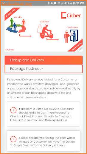 Cirber - Pickup and Delivery | Package Redirect™ screenshot
