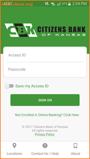 Citizens Bank of Kansas screenshot