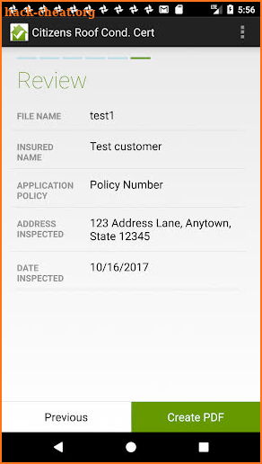 Citizens Roof Certification screenshot